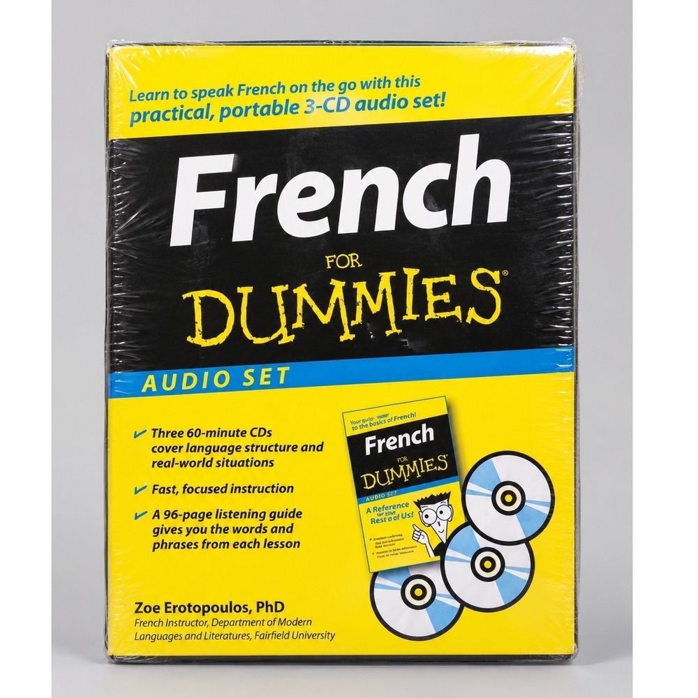 French For Dummies Audio Set 3 CDs 96-Page Guide Zoe Erotopoulos PhD New Sealed